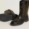 Wish Teen Stiefel aus schwarzem Leder mit gelber Sternstickerei
