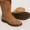 Wish Young Stiefel aus kamelfarbenem Wildleder mit Sternstickerei