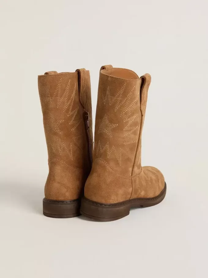 Wish Young Stiefel aus kamelfarbenem Wildleder mit Sternstickerei