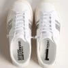 Yatay Model 1B nachhaltige Sneaker mit weißem Obermaterial auf Bio-Basis und silbernem recyceltem Glitzer Y