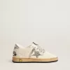 Young Ball Star aus Nappa mit silbernem Glitzerstern und Fersenlasche