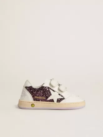 Young Ball Star in Lila mit Glitzer, weißem Lederstern und Fersenlasche