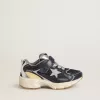 Young Lightstar aus blauem Leder und Mesh mit grauem Lederstern