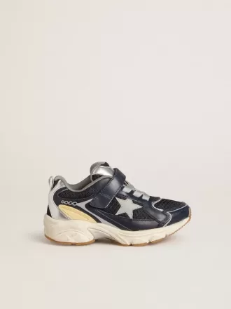 Young Lightstar aus blauem Leder und Mesh mit grauem Lederstern