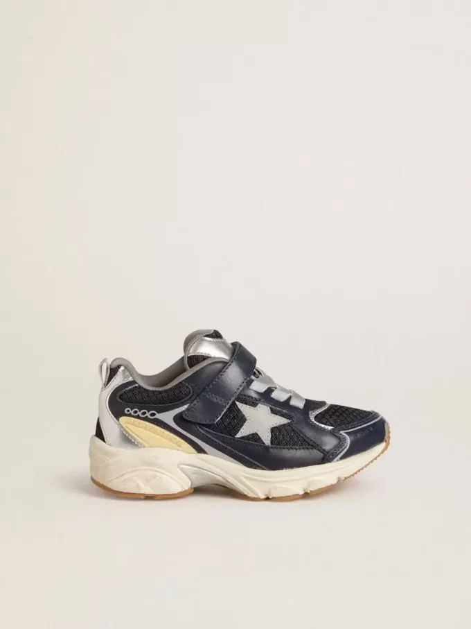 Young Lightstar aus blauem Leder und Mesh mit grauem Lederstern