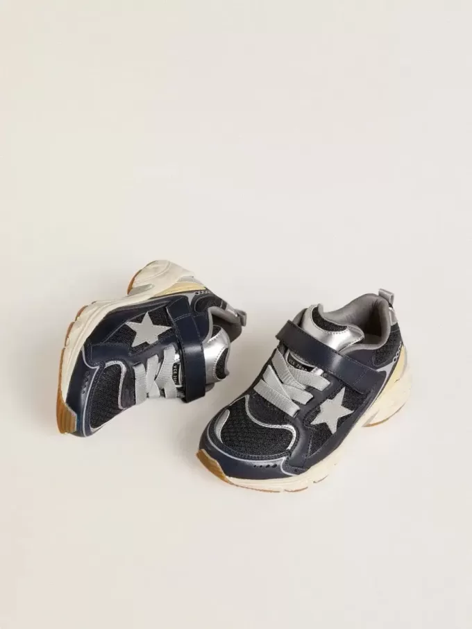 Young Lightstar aus blauem Leder und Mesh mit grauem Lederstern