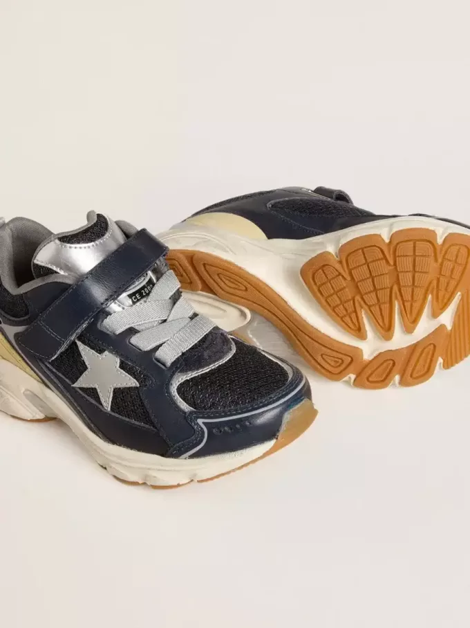 Young Lightstar aus blauem Leder und Mesh mit grauem Lederstern