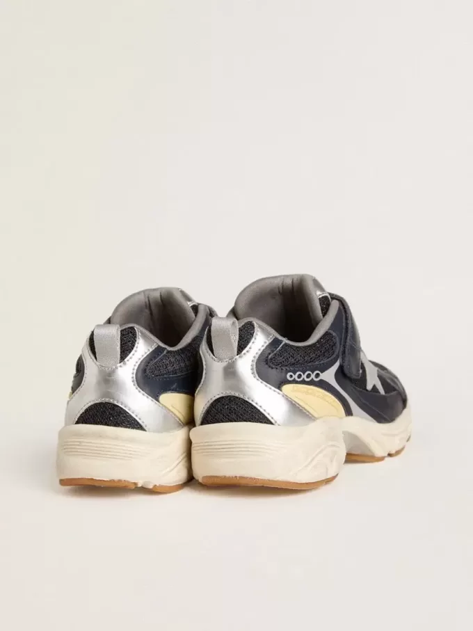 Young Lightstar aus blauem Leder und Mesh mit grauem Lederstern