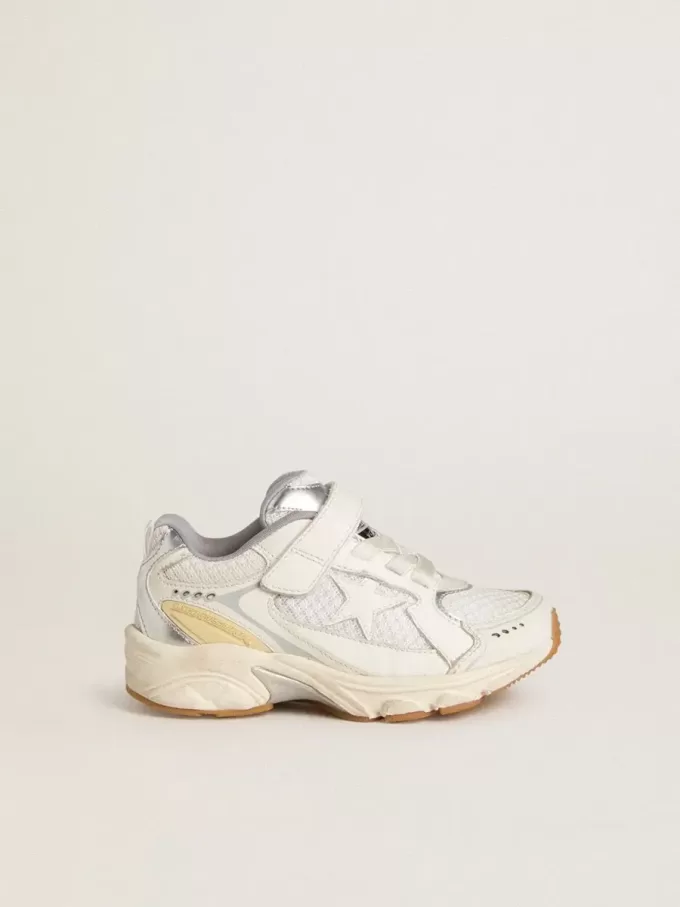 Young Lightstar aus weißem Leder und Mesh mit weißem Lederstern
