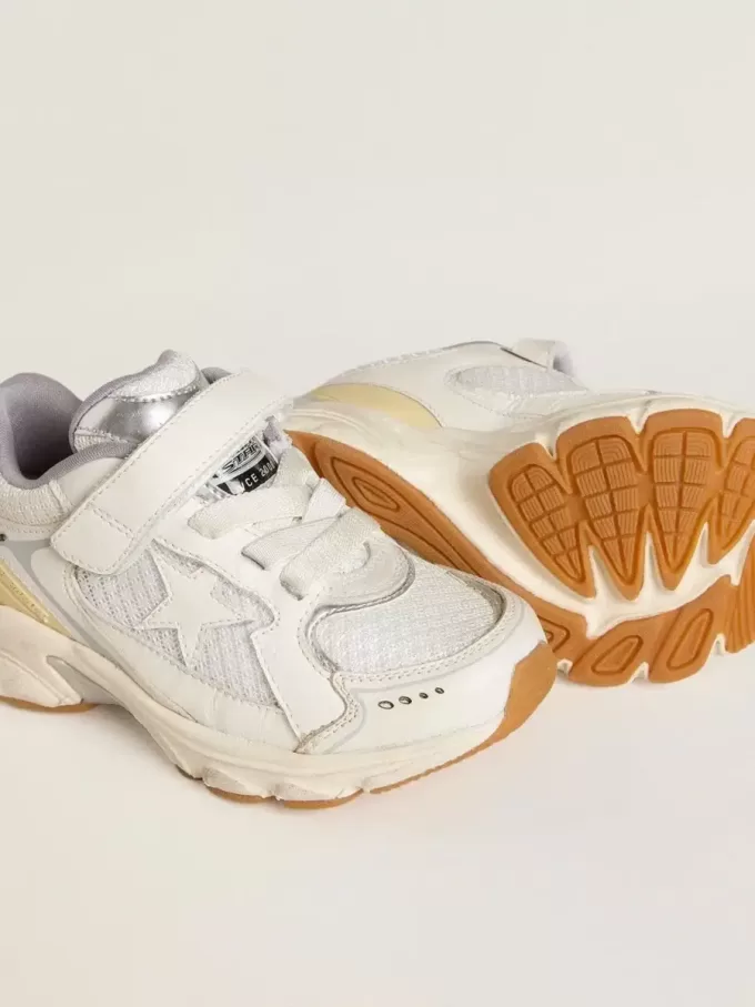 Young Lightstar aus weißem Leder und Mesh mit weißem Lederstern