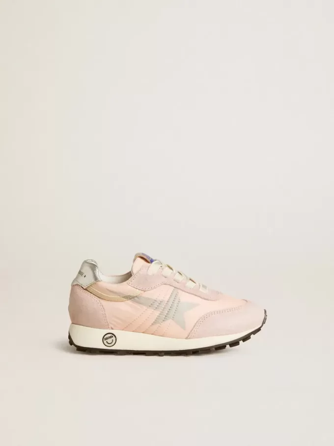 Young Marathon aus rosa Nylon mit aufgedrucktem Stern und Fersenlasche aus Leder