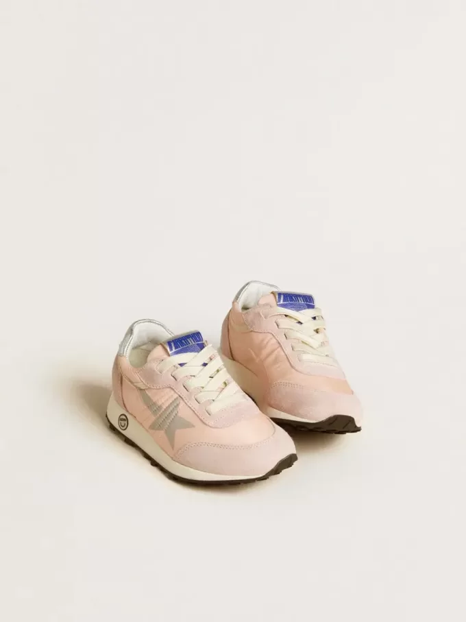 Young Marathon aus rosa Nylon mit aufgedrucktem Stern und Fersenlasche aus Leder