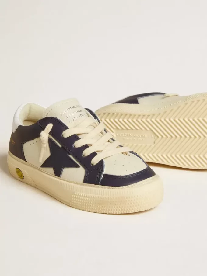 Young May aus weißem und blauem Leder mit Lederstern und Fersenlasche