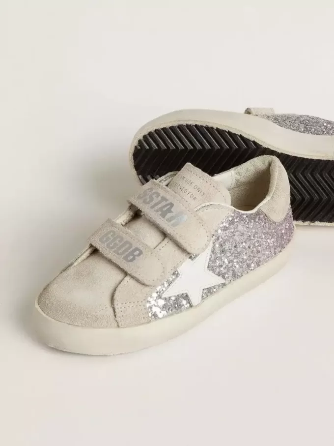 Young Old School in Silber und Pink Glitzer mit weißem Lederstern