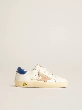 Young Super-Star aus Nappaleder mit beigem Stern und blauer Fersenlasche