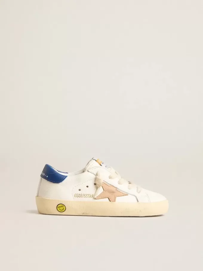 Young Super-Star aus Nappaleder mit beigem Stern und blauer Fersenlasche